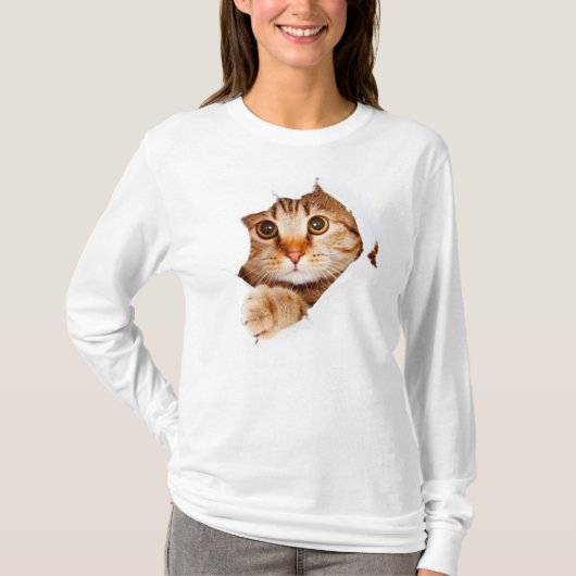 T-shirt semi-transparent de chat (Devant)