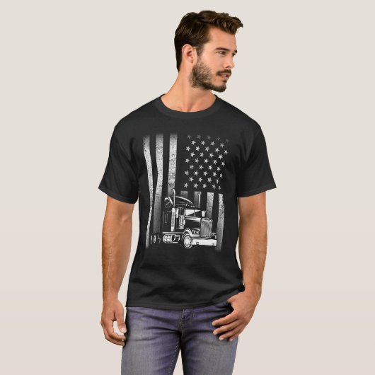 T-shirt Semi Truck Driver 18 Wheeler Trucker Cool US Ameri (Devant entier)