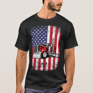 T-shirt Semi Truck Driver 18 Wheeler Trucker USA American