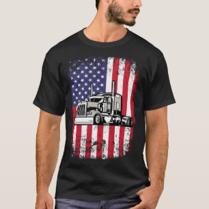 T-shirt Semi Truck Driver 18 Wheeler Trucker USA American