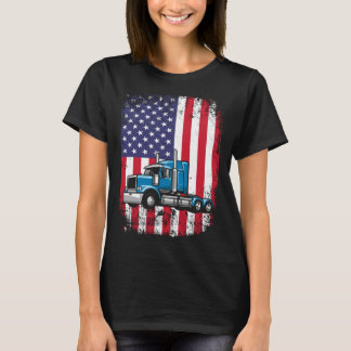 T-shirt Semi Truck Driver 18 Wheeler Trucker USA American