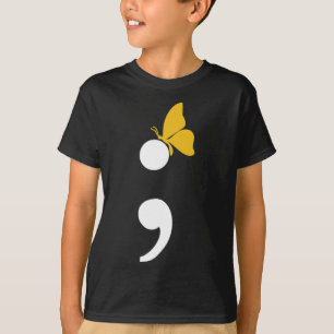 T-shirt Semicolon Butterfly Suicide Prévention de la dépre