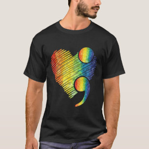 T-shirt Semicolon cardiaque Santé mentale Sensibilisation