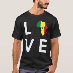 T-shirt Sénégal Drapeau Aimer Afrique Continent Silhouette