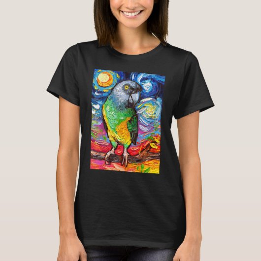 T-shirt Sénégal Parrot Starry Night Bird Art Tropical par  (Devant)