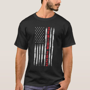 T-shirt Senior 2023 American Flag USA Graduate Vintage Gra