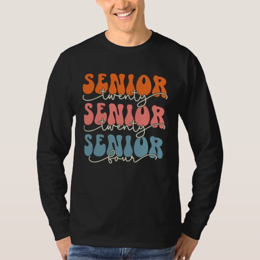 T-shirt Senior 2024 Class Of 24 Retro Groovy Graduation Co (Devant)