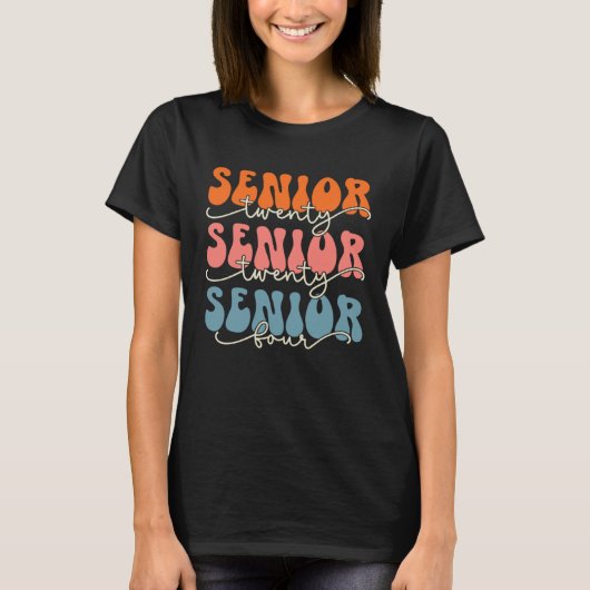 T-shirt Senior 2024 Class Of 24 Retro Groovy Graduation Co (Devant)