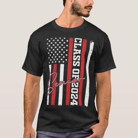 T-shirt Senior 2024 Graduation Class of 2024 American Flag (Devant)