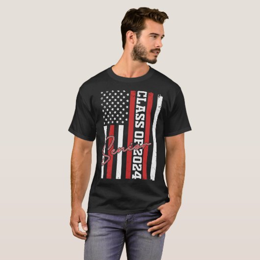 T-shirt Senior 2024 Graduation Class of 2024 American Flag (Devant entier)