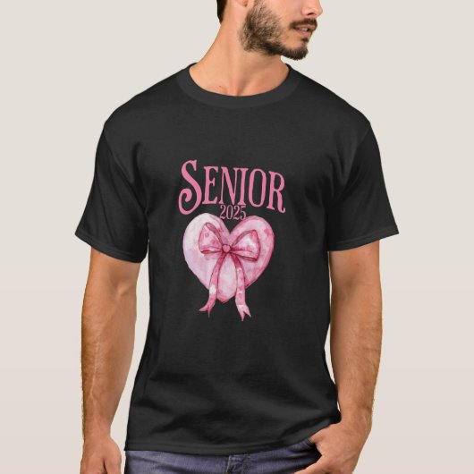 T-shirt Senior 2025 coquette arc rose retour à l'école mig (Devant)