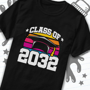 T-shirt Senior 2032 Classe de 2032 Graduation Retro Sunset