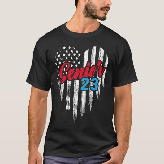 T-shirt Senior 23 2023 Graduate American Flag H (Devant)