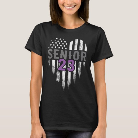 T-shirt Senior 23 2023 Graduate American Flag H (Devant)