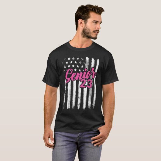 T-shirt Senior 23 2023 Graduate American Flag U (Devant entier)