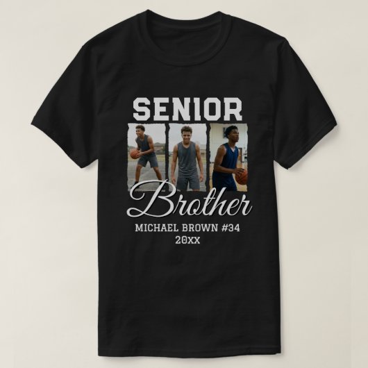 T-shirt Senior Brother Basketball Photo Collage Custom  (Design devant)