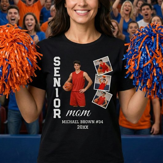 T-shirt Senior Mom Custom Photo Collage Name Number Year