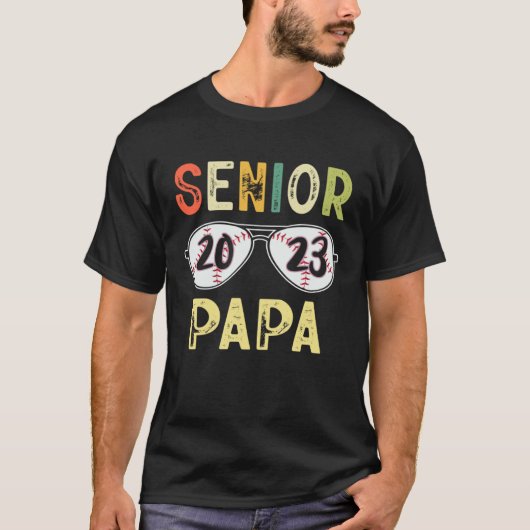 T-shirt Senior Papa 2023 Cool Proud Papa Baseball Senior G (Devant)