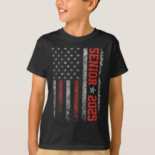 T-shirt Senior Year 2025 American Flag Usa Graduation Cl O