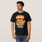 T-shirt Señor Gato Cartoon Mustache Pizza de chat! (Devant entier)