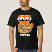 T-shirt Señor Gato Cartoon Mustache Pizza de chat! (Devant)