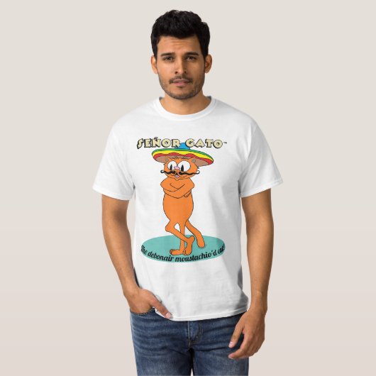 T-shirt Señor Gato™ Le chat Debonair Moustachio'd ! (Devant entier)