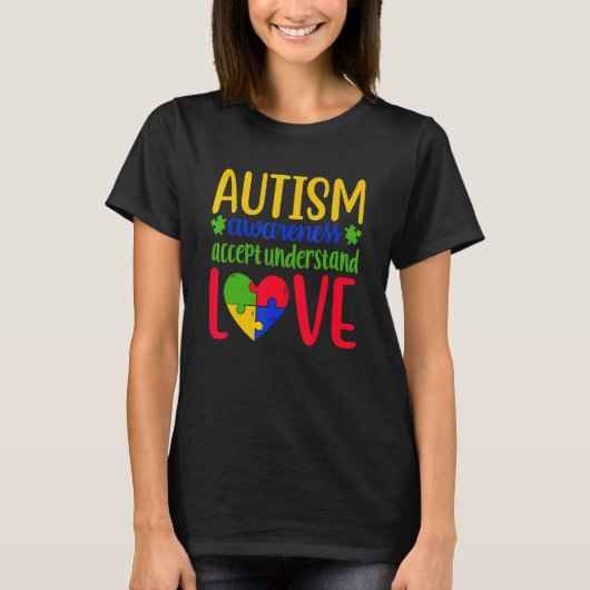 T-shirt Sensibilisation à l'autisme Accepte Compréhension (Devant)