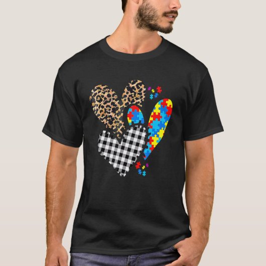 T-shirt Sensibilisation à l'autisme carreau léopard buffle (Devant)