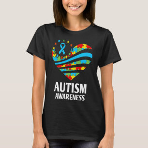 T-shirt Sensibilisation à l'autisme Femme Cœur Soutien Enf