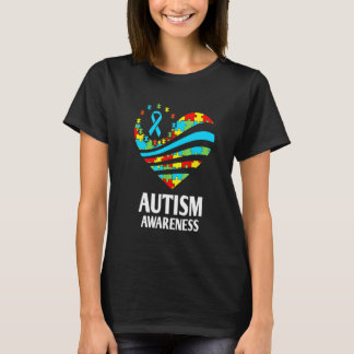 T-shirt Sensibilisation à l'autisme Femme Cœur Soutien Enf
