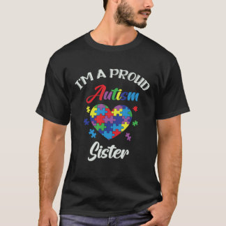 T-shirt Sensibilisation à l'autisme Fière Soeur de soutien