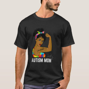 T-shirt Sensibilisation à l'autisme Mère afro forte Femme 