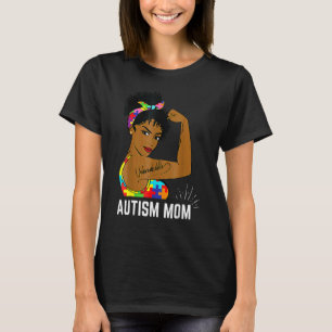 T-shirt Sensibilisation à l'autisme Mère afro forte Femme 