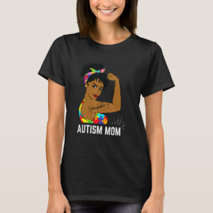 T-shirt Sensibilisation à l'autisme Mère afro forte Femme