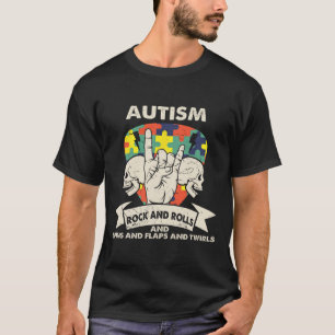 T-shirt Sensibilisation à l'autisme Rocks Rolls Spins Flap