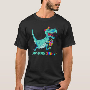 T-shirt Sensibilisation à l'autisme Trex Dino P Rawrsomely