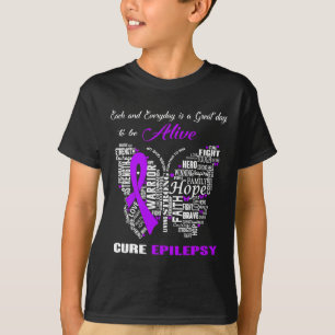 T-shirt Sensibilisation à l'épilepsie Papillons pourpres