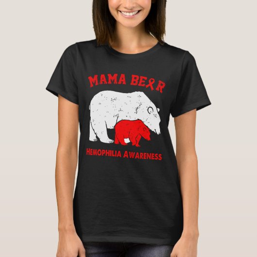 T-shirt Sensibilisation à l'HÉMOPHILIE chez l'ours de mama (Devant)