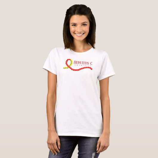T-shirt Sensibilisation à l'hépatite C Ruban rouge jaune p (Devant entier)