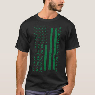 T-shirt Sensibilisation au cancer du foie Éribbon vert dra