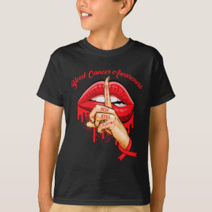T-shirt Sensibilisation au cancer du sang du ruban rouge V