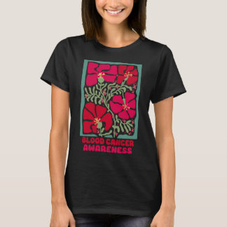 T-shirt Sensibilisation au cancer du sang Fleur rouge Boho