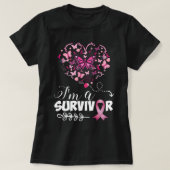 T-shirt Sensibilisation au cancer du sein Coeur papillon r (Design devant)