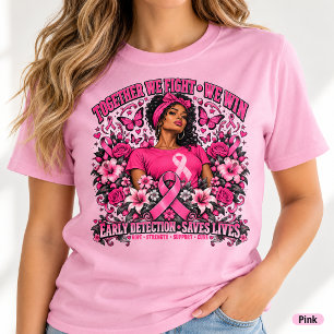 T-shirt Sensibilisation au cancer du sein des femmes noire