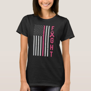 T-shirt Sensibilisation au cancer du sein Drapeau américai