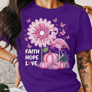 T-shirt Sensibilisation au cancer du sein Faith Hope Love 