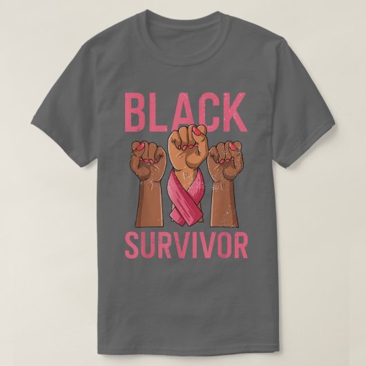 T-shirt Sensibilisation au cancer du sein Survivant noir R (Design devant)