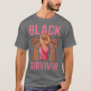 T-shirt Sensibilisation au cancer du sein Survivant noir R