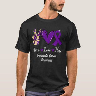 T-shirt Sensibilisation au cancer pancréatique Paix Amour