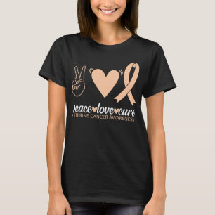 T-shirt Sensibilisation au cancer utérin Paix Amour Cure S